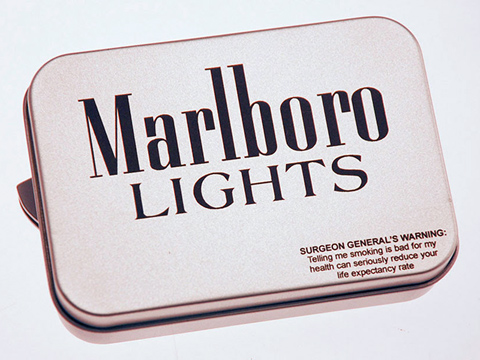 Laser-engraved cigarette tin, cigarette case laser marking, MA, RI, CT, NH, ME, VT, NY
